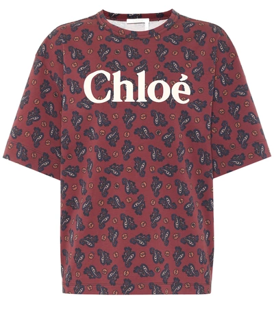 Shop Chloé Printed Cotton-jersey T-shirt In Brown