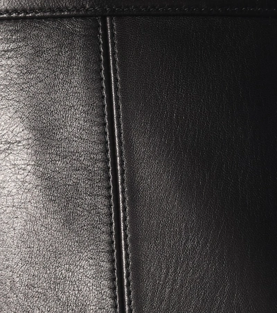 Shop Valentino High-rise Leather Midi Skirt In Black
