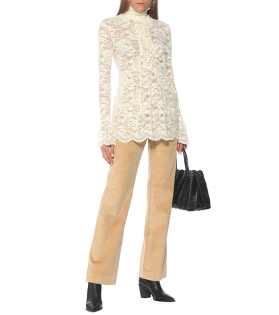 Shop Rabanne High-neck Lace Blouse In White