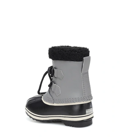 Shop Sorel Yoot Pac Faux Fur-trimmed Leather Snow Boots In Grey