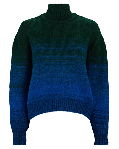 Shop Victoria Victoria Beckham Cropped Ombré Mock Neck Sweater In Green/blue