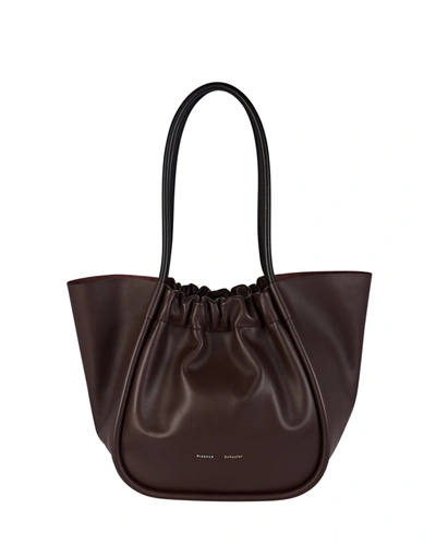 Shop Proenza Schouler Ruched L Leather Tote In Red-drk