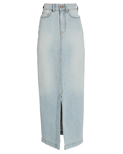 Shop Victoria Victoria Beckham Split Denim Midi Skirt In Blue-lt
