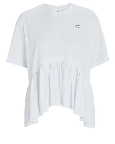 Shop Victoria Victoria Beckham Flounce Hem Logo T-shirt In White