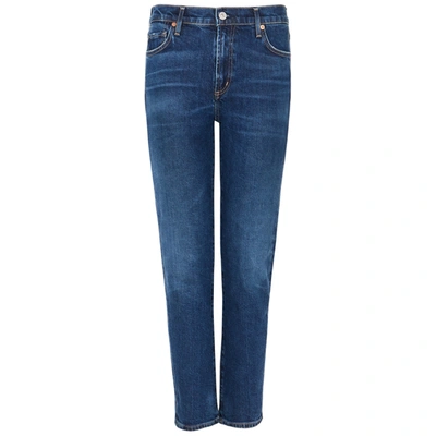 Shop Citizens Of Humanity Harlow Dark Blue Slim-leg Jeans