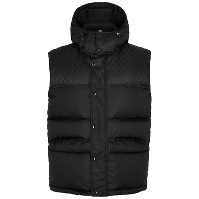 Shop Gucci Gg-jacquard Quilted Shell Gilet In Black