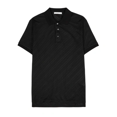 Shop Givenchy Black Logo-jacquard Jersey Polo Shirt