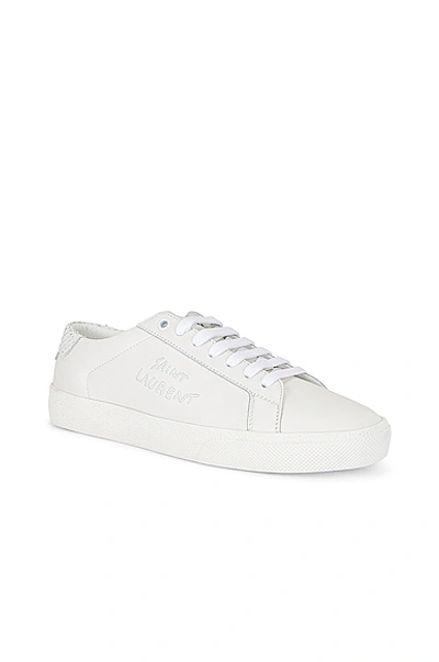 Shop Saint Laurent Court Classic Signature Sneakers In Blanc Optique