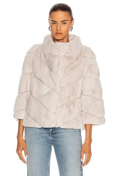 Yves Salomon Rex Rabbit Band Jacket In Meringue
