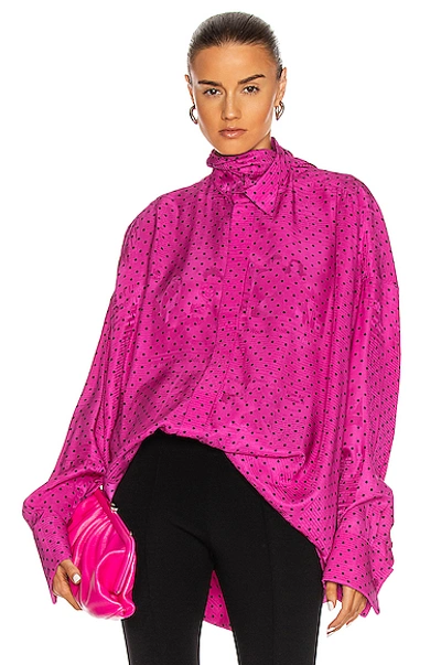 Shop Balenciaga Fluid Scarf Tuxedo Top In Pink & Black