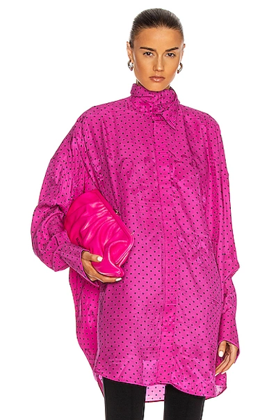 Shop Balenciaga Fluid Scarf Tuxedo Top In Pink & Black