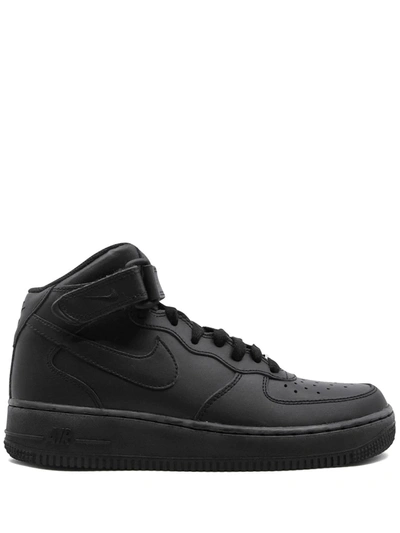 Shop Nike Air Force 1 Mid "triple Black" Sneakers