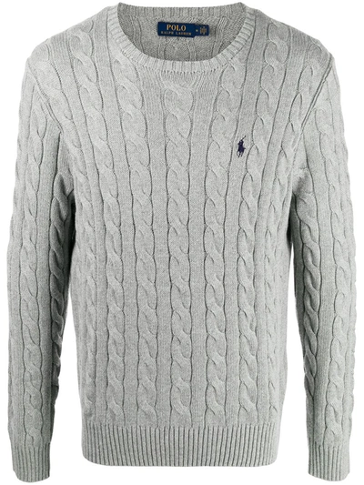 Shop Polo Ralph Lauren Cable Knit Knitted Sweatshirt In Grey