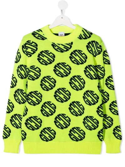 Shop Gcds Logo Long-sleeve Jumper In Yellow