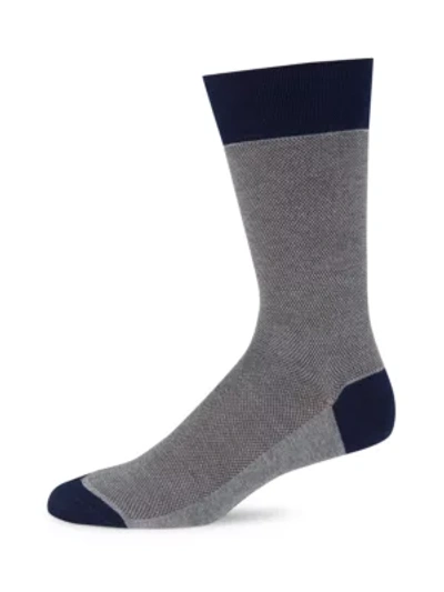 Shop Marcoliani Men's Contrast Piqué Cotton Socks In Flannel Grey