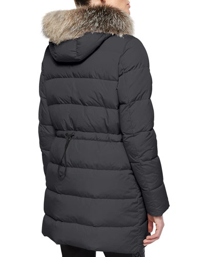 Moncler Khloe Quilted Puffer Coat W/fur Hood In Black