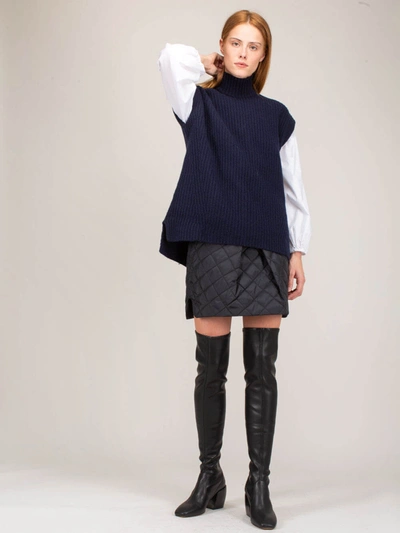 Shop Ganni Rib Knit Sky Captain In Blue