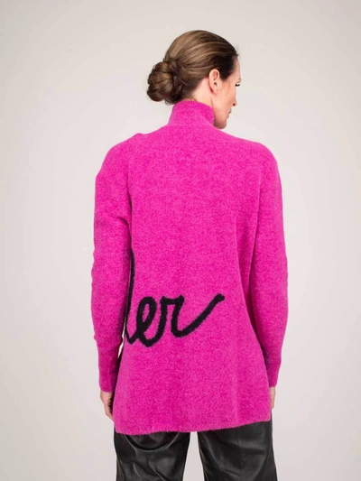 Shop Moncler Lupetto Tricot Knit In Pink & Purple