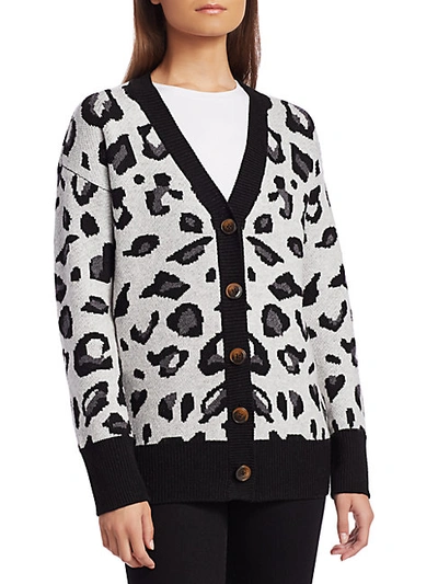 Shop Design History Leopard Jacquard Cardigan In Fog