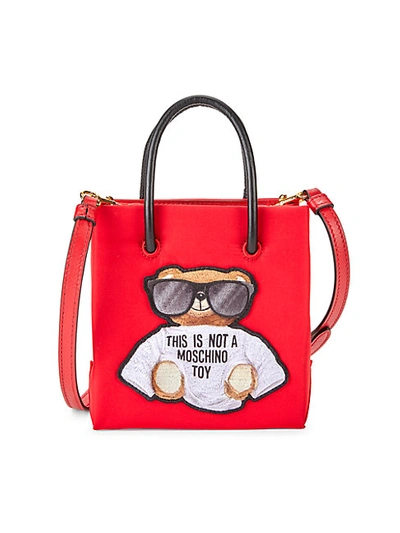 Shop Moschino Bear Embroidered Tote In Red
