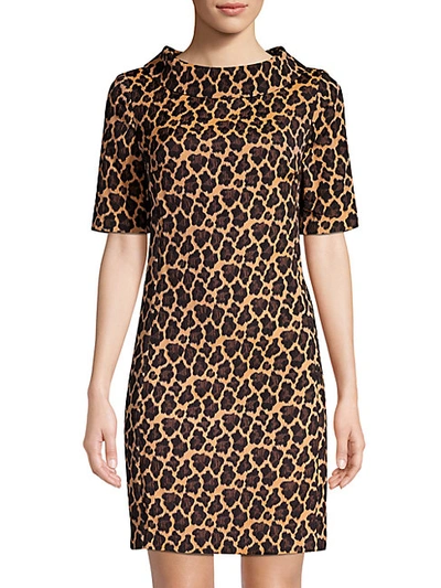 Shop Trina Turk Kailee Leopard-print Funnelneck Dress