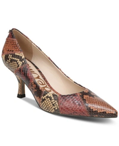 Shop Sam Edelman Women's Julianne Patchwork Pumps Women's Shoes In Sienna Clay/ Paprika/ Dk Wheat