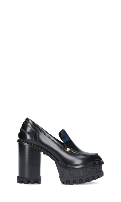 Shop Versace Flat Shoes In Black