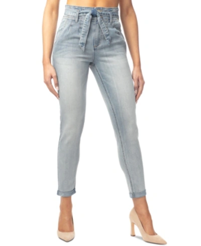 Shop Almost Famous Juniors' Double-rolled Super High-rise Skinny Jeans In Light Wash