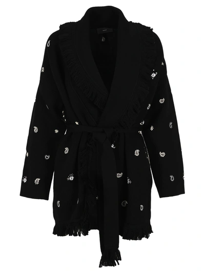 Shop Alanui Paisley Embroidered Cardigan In Black