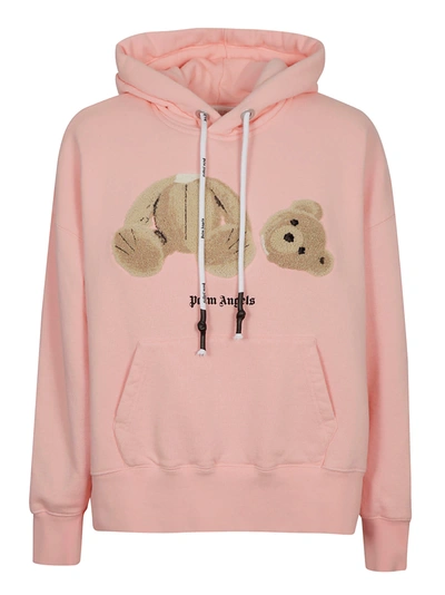 Shop Palm Angels Bear Oversized Hoodie In Pink/brown