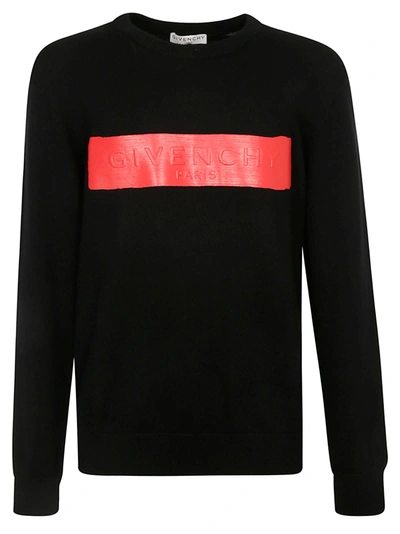 Shop Givenchy Embossed Logo Sweater In Black Red