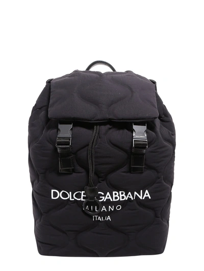 Shop Dolce & Gabbana Logo-print Quilted Backpack In Black
