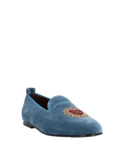 Shop Dolce & Gabbana Man Loafers Pastel Blue Size 6 Textile Fibers