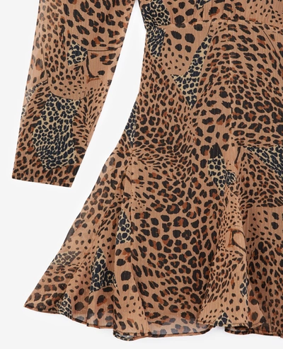 Shop The Kooples Short Brown Dress With Animal Print In Brw