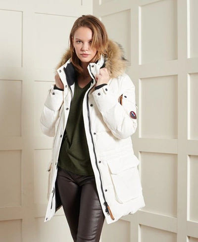 Superdry Premium Down Boyfriend Coat In Cream | ModeSens