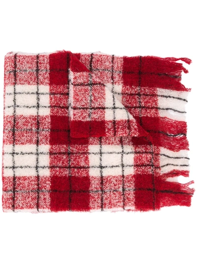 Shop Woolrich Check Print Scarf In Red