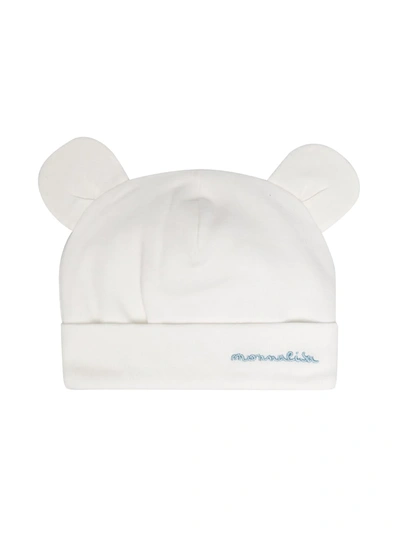 Shop Monnalisa Knitted Hat With Bear Ears In White