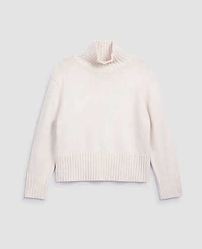 Shop Ann Taylor Ribbed Turtleneck Sweater In Sand Shell