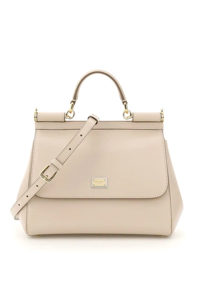 Shop Dolce & Gabbana Medium Sicily Bag In Beige