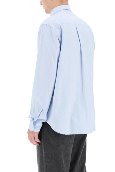 Shop Kenzo Shirt With Tiger Head Embroidery In Light Blue