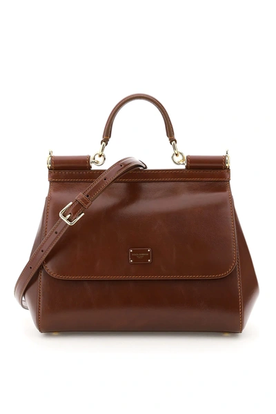 Shop Dolce & Gabbana Medium Sicily Bag In Brown
