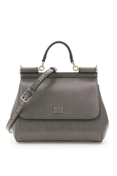 Shop Dolce & Gabbana Medium Sicily Bag In Grey