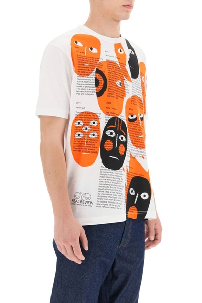 Shop Junya Watanabe T-shirt With A Print In White,red,black