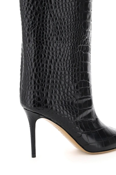 Shop Alexandre Vauthier Alex 90 Croc Embossed Leather Boots In Black