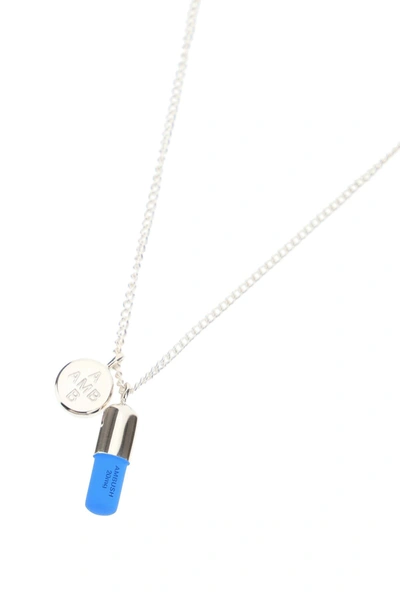 Shop Ambush Unisex Necklace Kk Pill Charm In Silver,light Blue