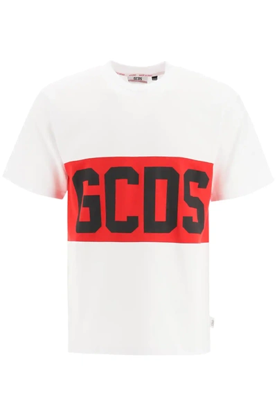 Shop Gcds T-shirt With Logo Band In White,red,black