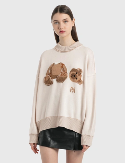 Shop Palm Angels Bear Sweater In White