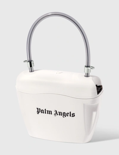 Shop Palm Angels Strap Padlock Bag In White