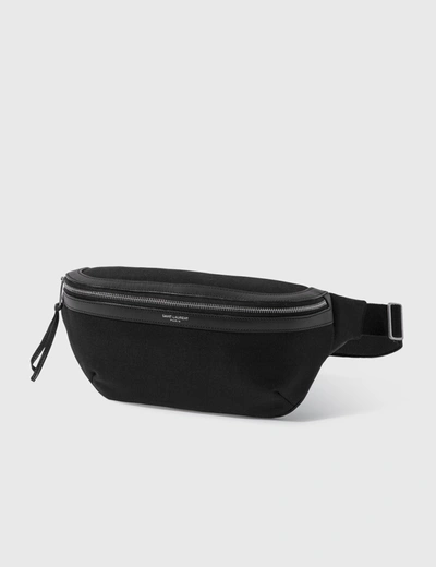 Shop Saint Laurent Classic Belt Bag In Canvas In Black