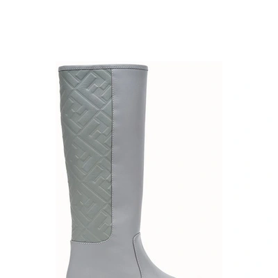 Shop Fendi Leather Boots In Gris